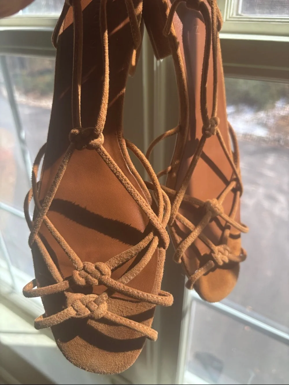 Dôen Knotted Corsica Suede Strappy Heeled Sandals - Picture 2 of 11